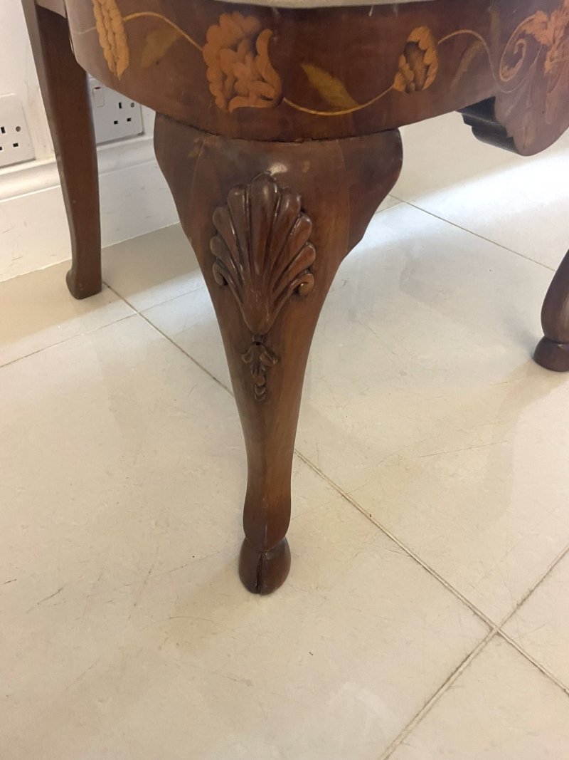 Set of 8 Antique Quality Burr Walnut Inlaid Marquetry Dining Chairs - Image 14